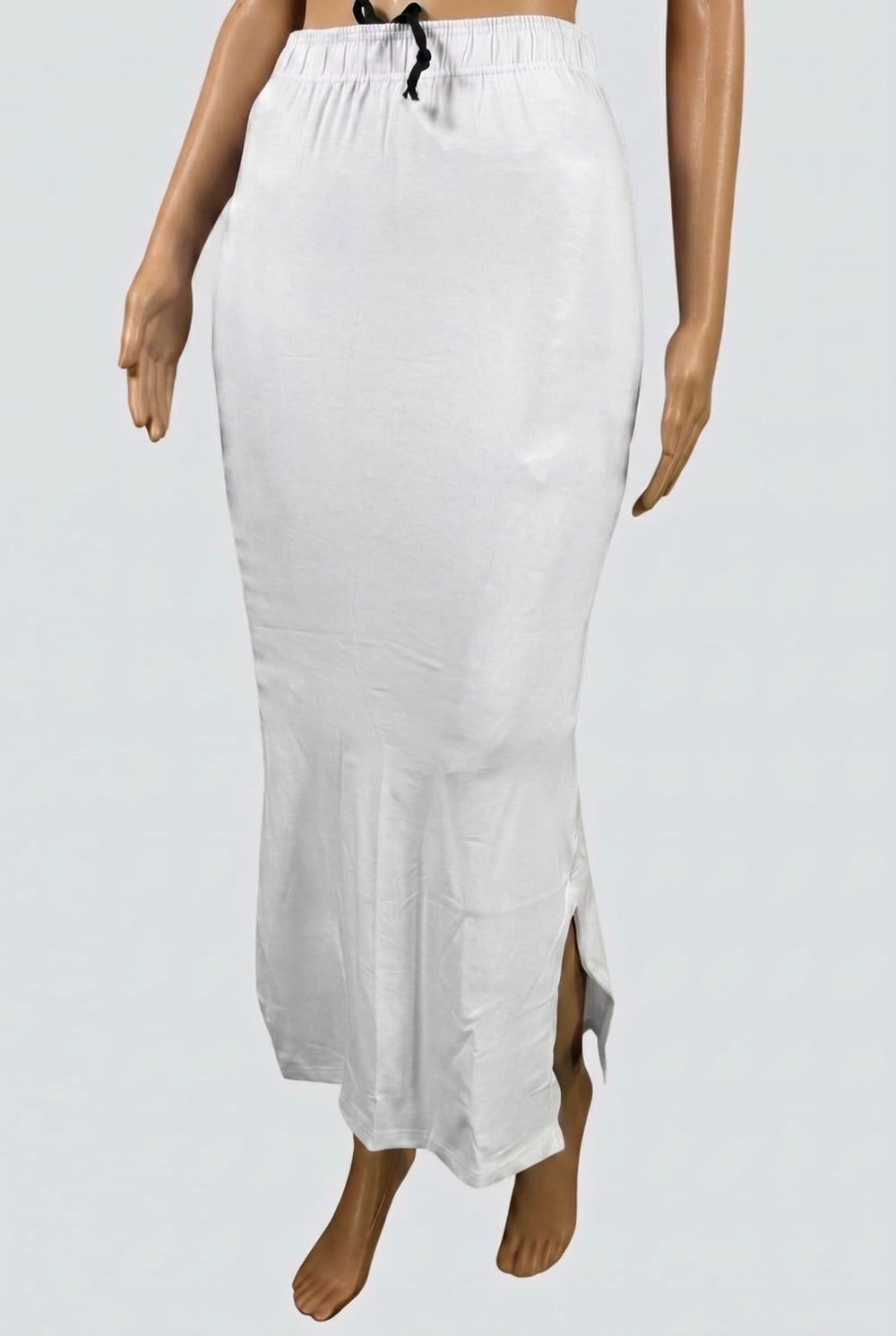 White Shapewear Petticoat with Side Cut for Sarees and Ethnic Wear, Waist Support Underskirt - White