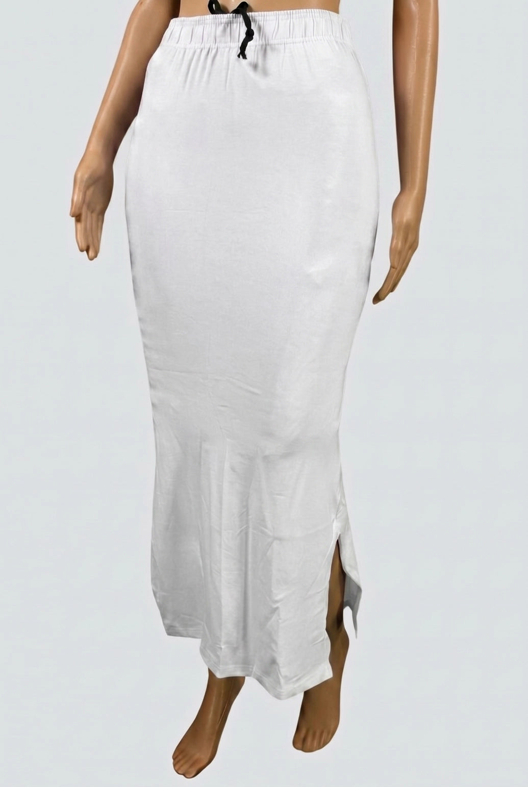 White Shapewear Petticoat with Side Cut for Sarees and Ethnic Wear, Waist Support Underskirt - White