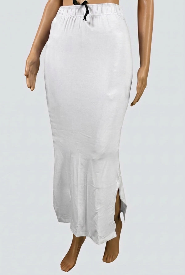 White Shapewear Petticoat with Side Cut for Sarees and Ethnic Wear, Waist Support Underskirt - White