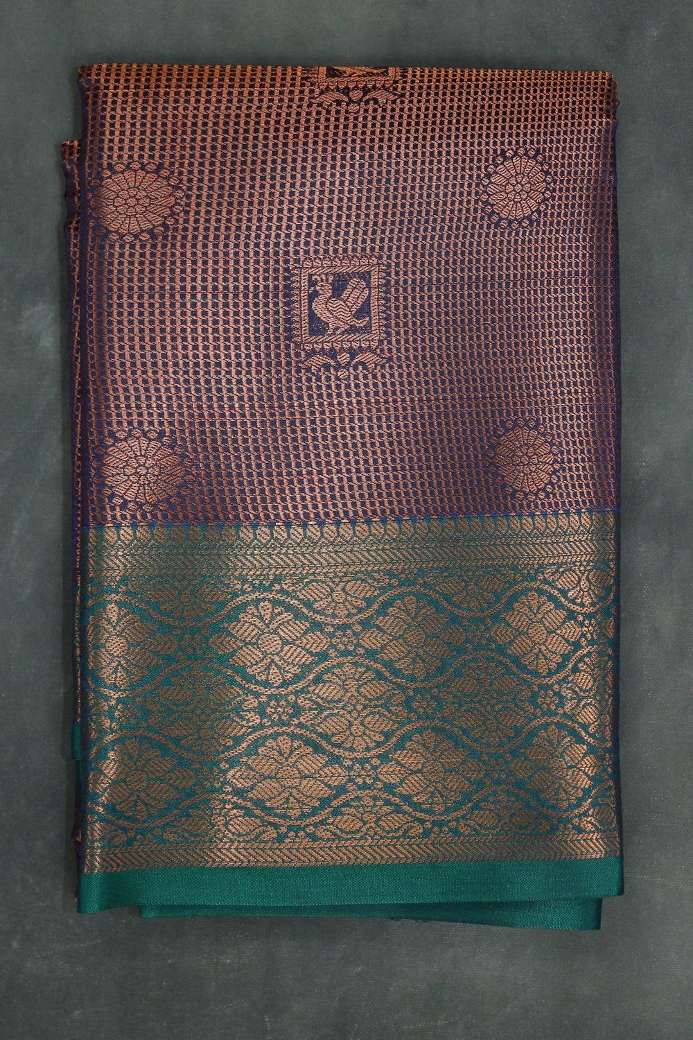 Deep Violet Bridal Kuber Pattu Saree with Full Body Zari Work and Contrast Border - Deep Violet