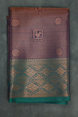 Deep Violet Bridal Kuber Pattu Saree with Full Body Zari Work and Contrast Border - Deep Violet