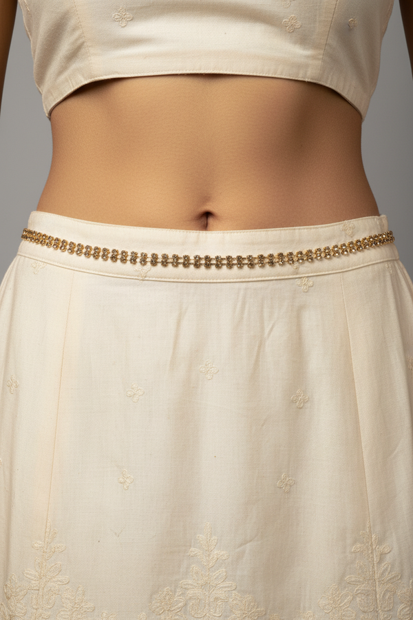 Gold-Tone Two-Layer Rhinestone Hip Chain with Adjustable S-Hook Closure