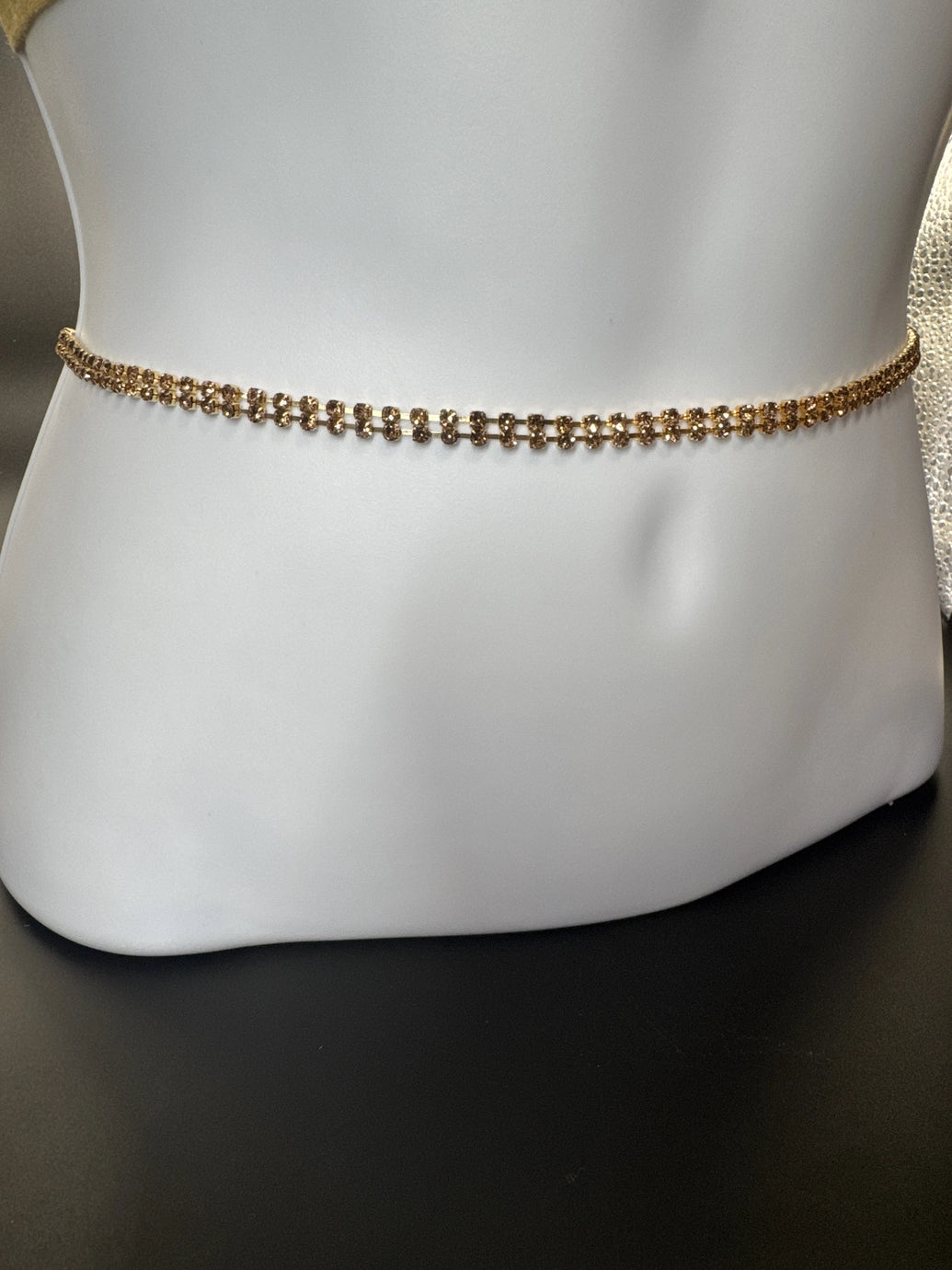 Gold-Tone Two-Layer Rhinestone Hip Chain with Adjustable S-Hook Closure Jewelry JCS Fashions Gold 20 - 38 inches