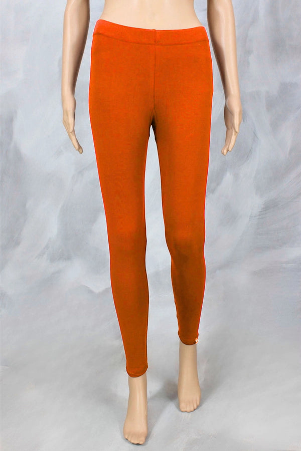 Neon Orange 4-Way Lycra Ankle-Length Leggings for Women, Smooth Silicon Wash Finish - Neon Orange