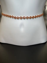Gold-Tone Red Crystal Zigzag Hip Chain - Adjustable Fashion Waist Belt for Indian Wear Jewelry JCS Fashions Red 28 - 42 inches
