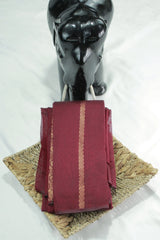 Maroon Silk Cotton Saree with Zari Border and Matching Blouse for Traditional Festive Wear - Maroon