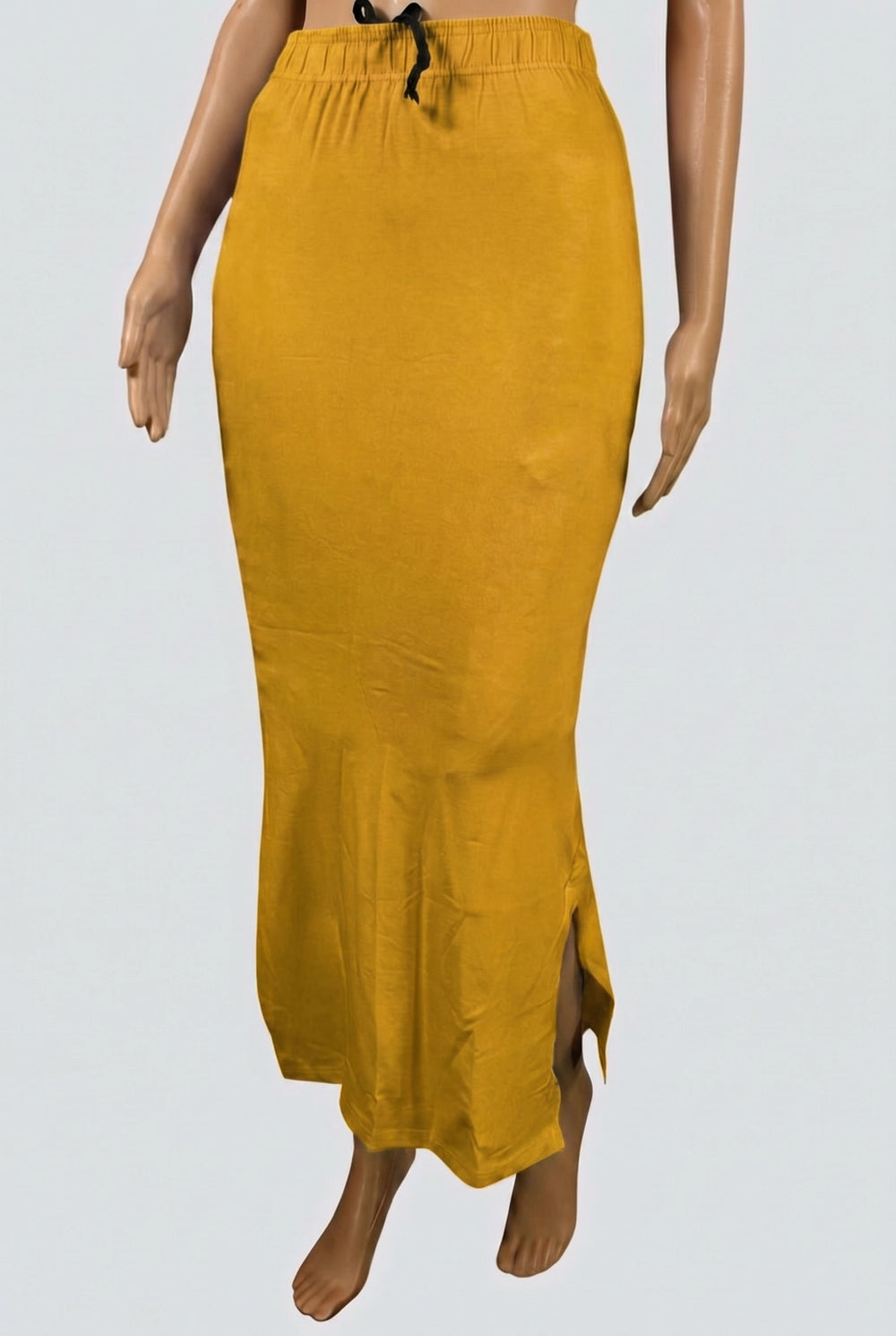 Yellow Shapeware Petticoat with Side Cut for Saree & Dress Styling - Yellow