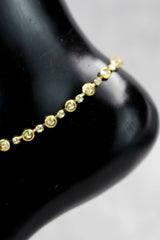 Traditional Gold-Tone South Indian Anklet with White Stone-Look Stones for Women, Fashion Jewellery - Gold
