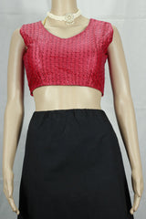 Red Readymade Designer Padded Blouse with V-neck Sequin & Embroidery, Sleeveless Back Knot, Fully Stitched - Red