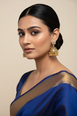 Antique Gold Floral Kundan Jhumka Earrings with Champagne Stones Jewelry JCS Fashions Antique gold 1.50 inch