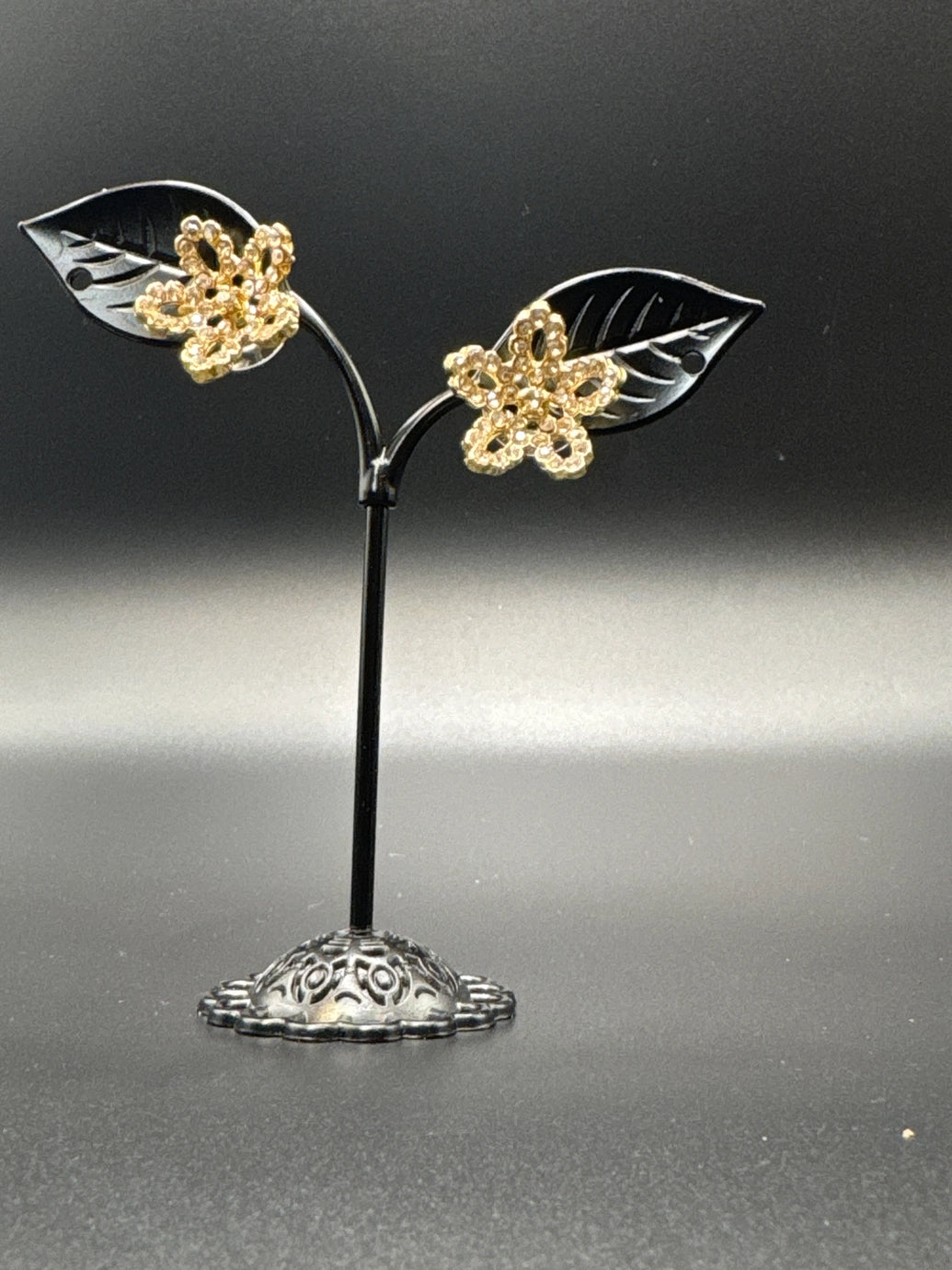 Crystal Sunflower Gold-Tone Stud Earrings - 0.5 inch Floral Studs