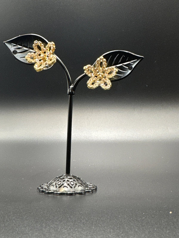 Crystal Sunflower Gold-Tone Stud Earrings - 0.5 inch Floral Studs Jewelry JCS Fashions Gold 0.5 inch