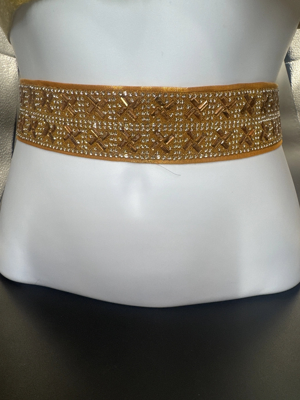 Gold-Tone Crystal Embellished Hip Belt with Elastic Back and Multiple Hook Closures for Traditional Ethnic Wear Jewelry JCS Fashions Gold 28 - 32 inches