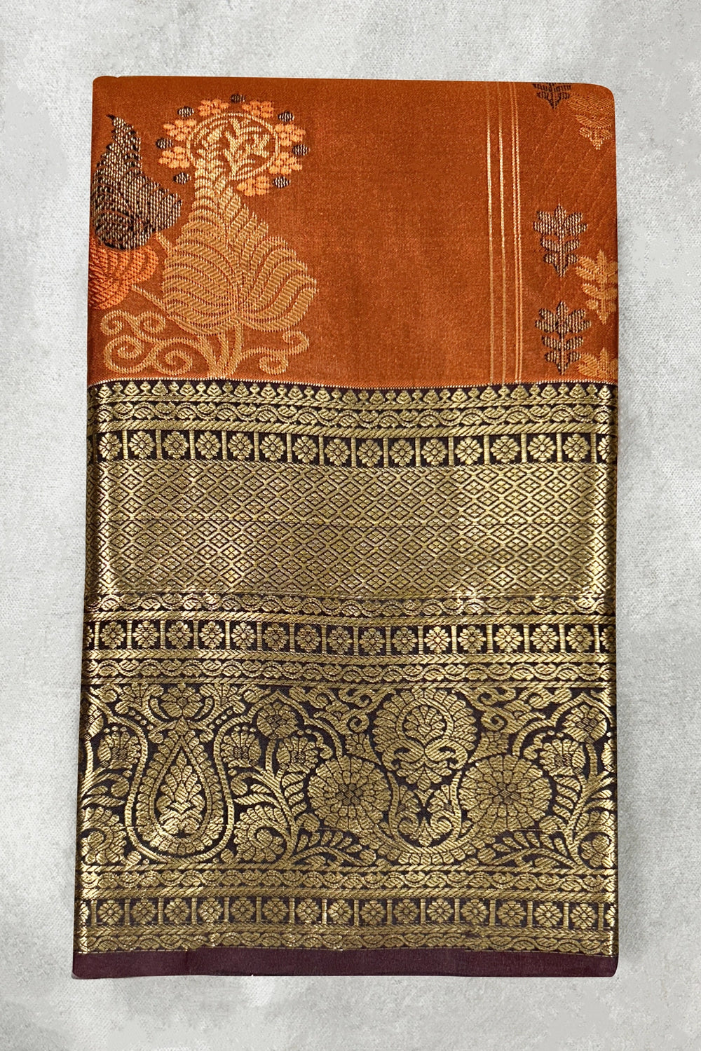 Pure Silk Saree with Heavy Pallu and Border, Silk Mark, Maroon & Gold Woven Design - 5.5 meters