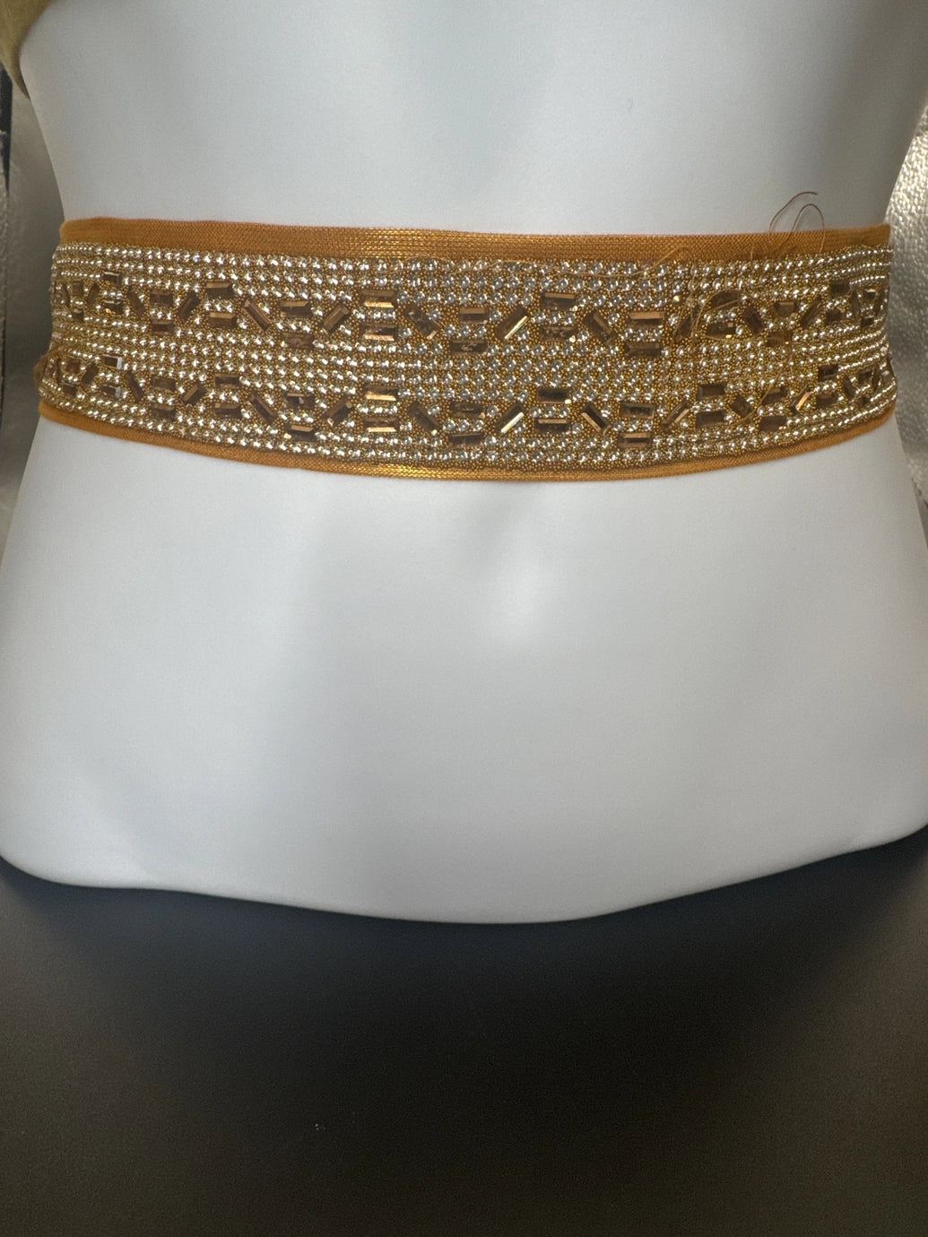 Gold-Tone Crystal Embellished Adjustable Hip Belt - Ethnic Waistband for Saree, Lehenga & Traditional Wear Jewelry JCS Fashions Gold 28 - 32 inches