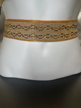 Gold-Tone Crystal Embellished Adjustable Hip Belt - Ethnic Waistband for Saree, Lehenga & Traditional Wear Jewelry JCS Fashions Gold 28 - 32 inches