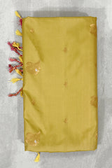 Mustard Korvai Soft Silk Saree with Delicate Gold Zari Buttas and Traditional Floral Border - Mustard