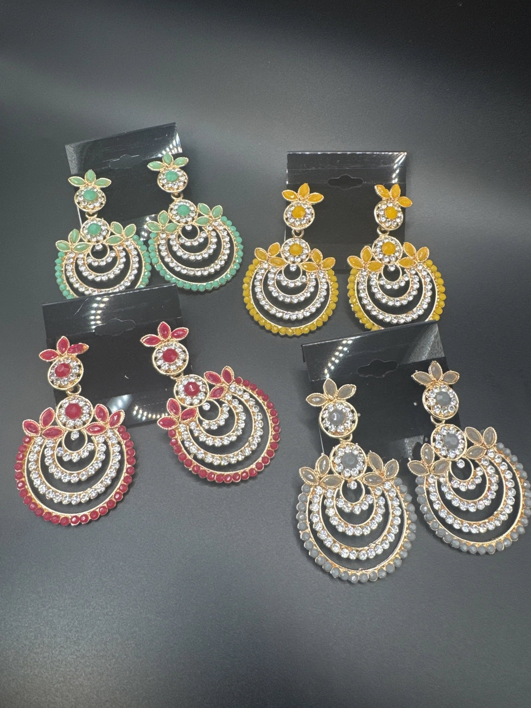 Traditional Gold-Tone Teardrop Earrings with Bead Work - 2.5 inch