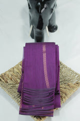 Purple Silk Cotton Saree with Zari Border, Borderless Look and Contrast Blouse Piece - Purple