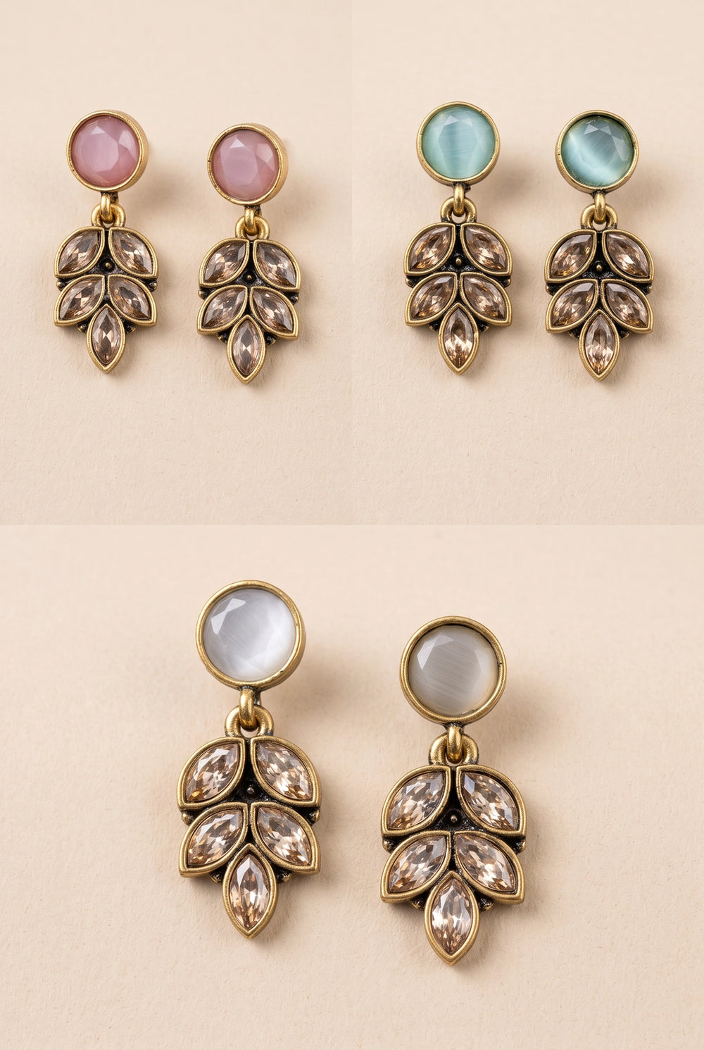 Gold-Tone Floral Drop Earrings with Hanging Leaf Design for Women, Lightweight Statement Earrings