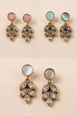 Gold-Tone Floral Drop Earrings with Hanging Leaf Design for Women, Lightweight Statement Earrings