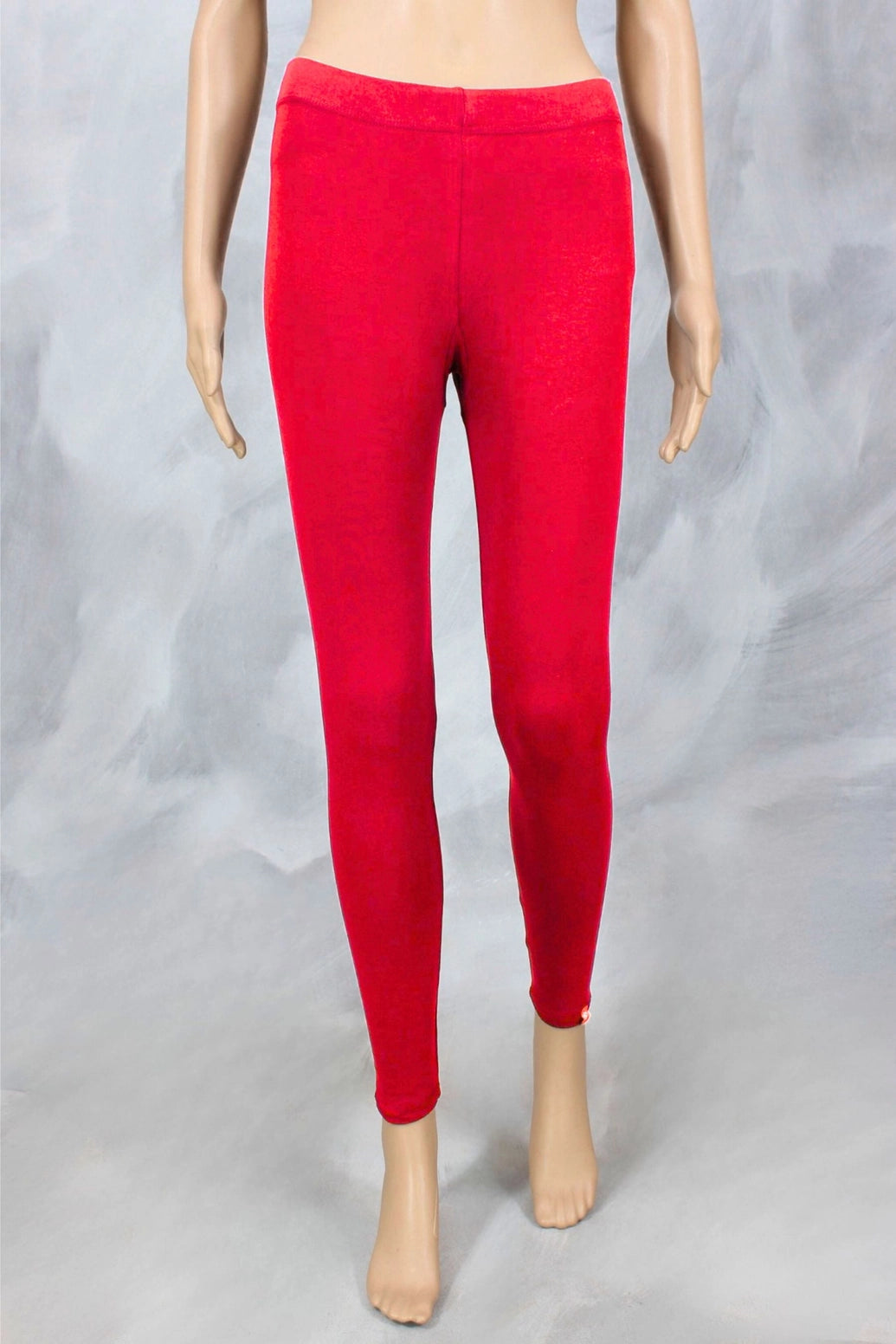 Women’s Cherry Ankle-Length 4-Way Lycra Leggings with Smooth Silicon Wash Finish - Cherry