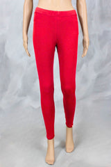 Women’s Cherry Ankle-Length 4-Way Lycra Leggings with Smooth Silicon Wash Finish - Cherry