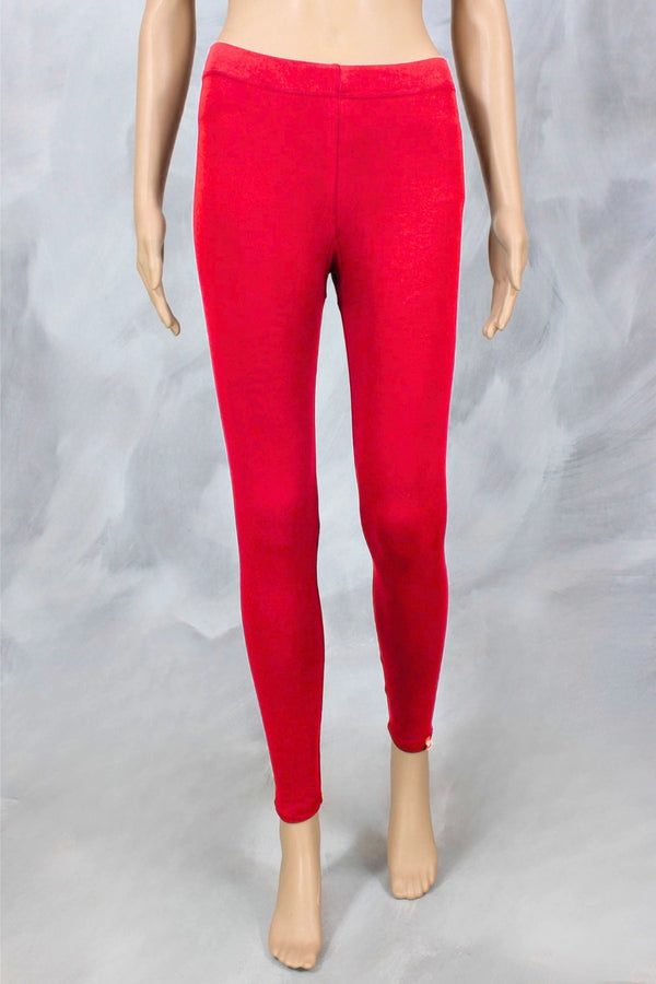Women’s Cherry Ankle-Length 4-Way Lycra Leggings with Smooth Silicon Wash Finish - Cherry