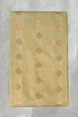 Gold Korvai Soft Silk Saree with Delicate Zari Buttas and Traditional Floral Border with Blouse - Gold