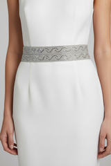 White Silver Crystal Embellished Hip Belt – Adjustable