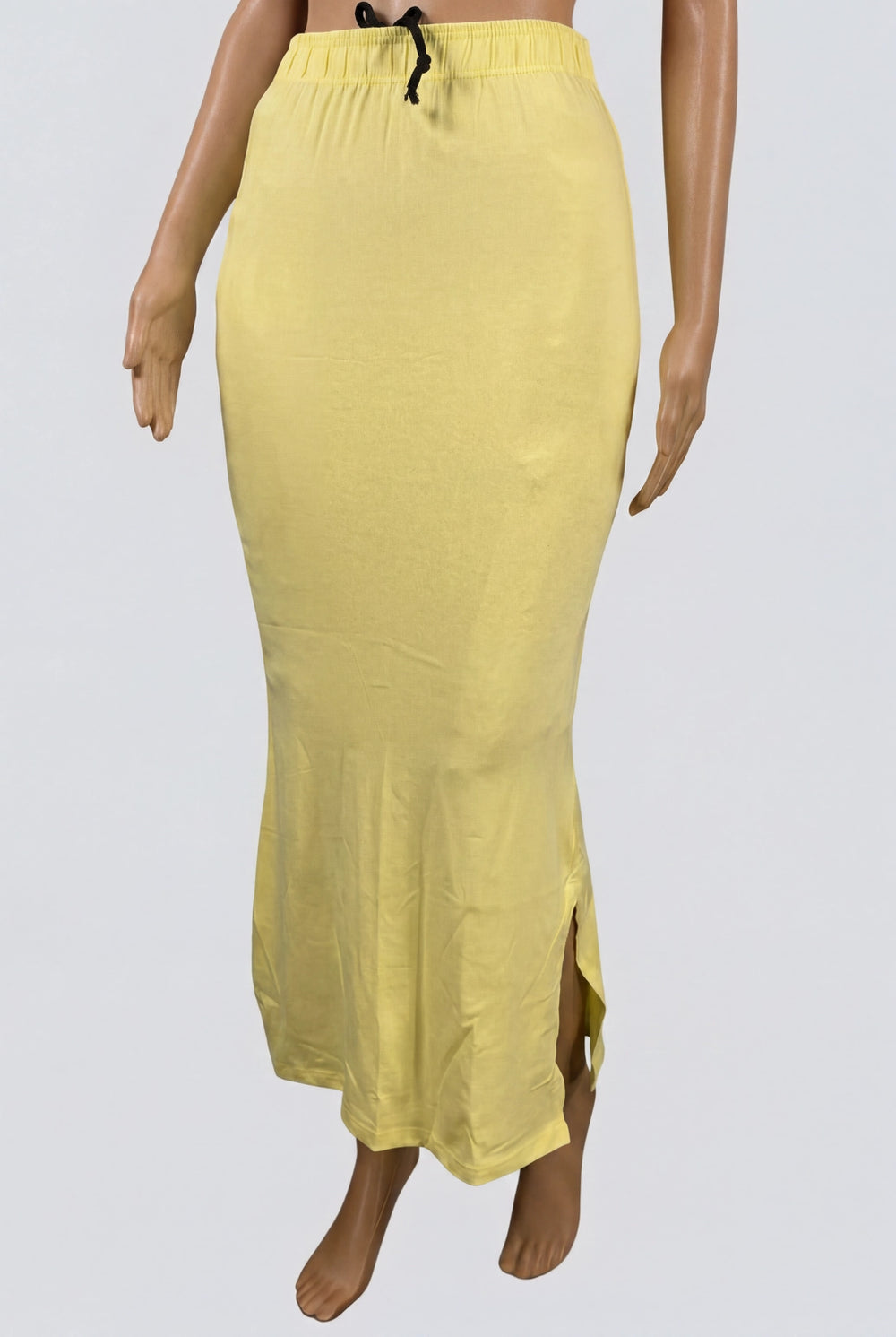 Pastel Yellow Shapewear Petticoat with Side Cut, Elastic Waist & Knee Length for Comfort - Pastel Yellow