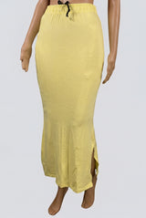 Pastel Yellow Shapewear Petticoat with Side Cut, Elastic Waist & Knee Length for Comfort - Pastel Yellow