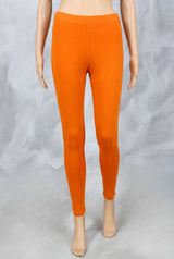 Orange 4-Way Lycra Cotton Leggings for Women, Smooth Finish Silicon Wash, Thick Skin-Tight Stretch Fit - Orange