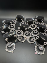 Oxidized Silver Spiral Drop Earrings with Coloured Stone Beads — 2 inch Traditional Indian Fashion Jewellery Jewelry JCS Fashions