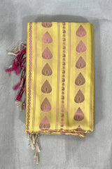 Yellow Korvai Soft Silk Border Saree with Delicate Gold Zari Buttas and Traditional Floral Zari Border - Yellow