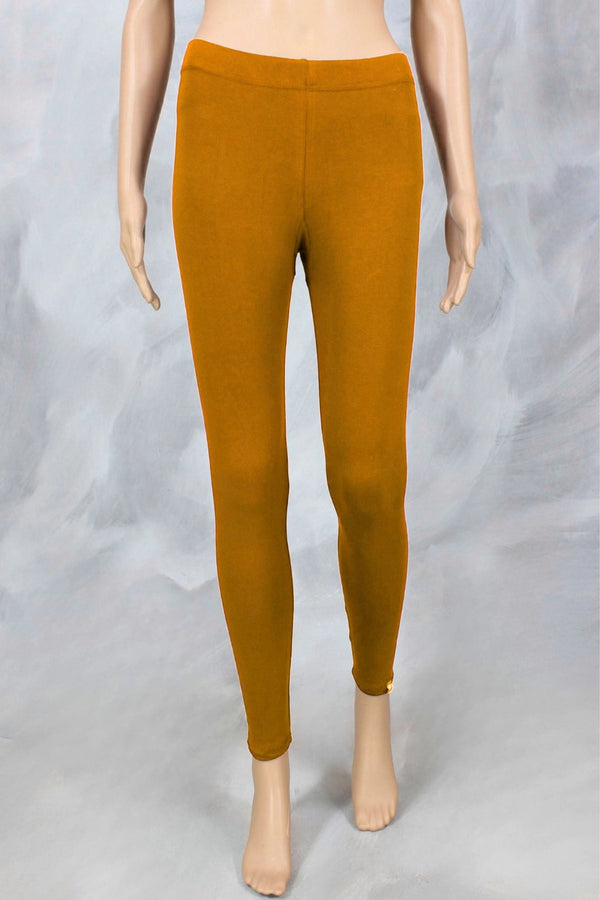 Mustard Ankle Length Lycra Leggings for Women, 4-Way Stretch Smooth Finish - Mustard