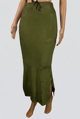 Olive Green Shapewear Petticoat with Side Cut for Saree and Dress - Olive Green