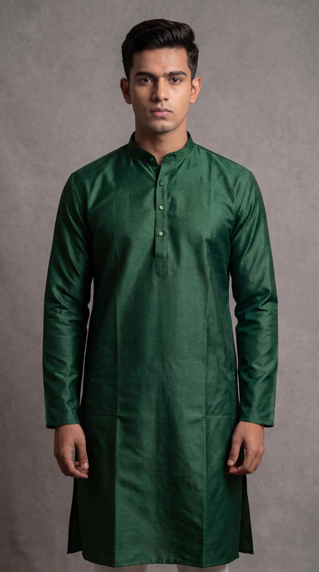 Men's Bottle Green Self-Textured Royal Look Kurta by Pareek, D.No B1280 - Bottle Green