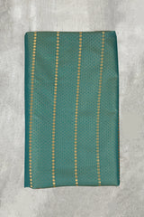 Teal Korvai Soft Silk Saree with Gold Zari Buttas and Floral Border with Blouse - Teal