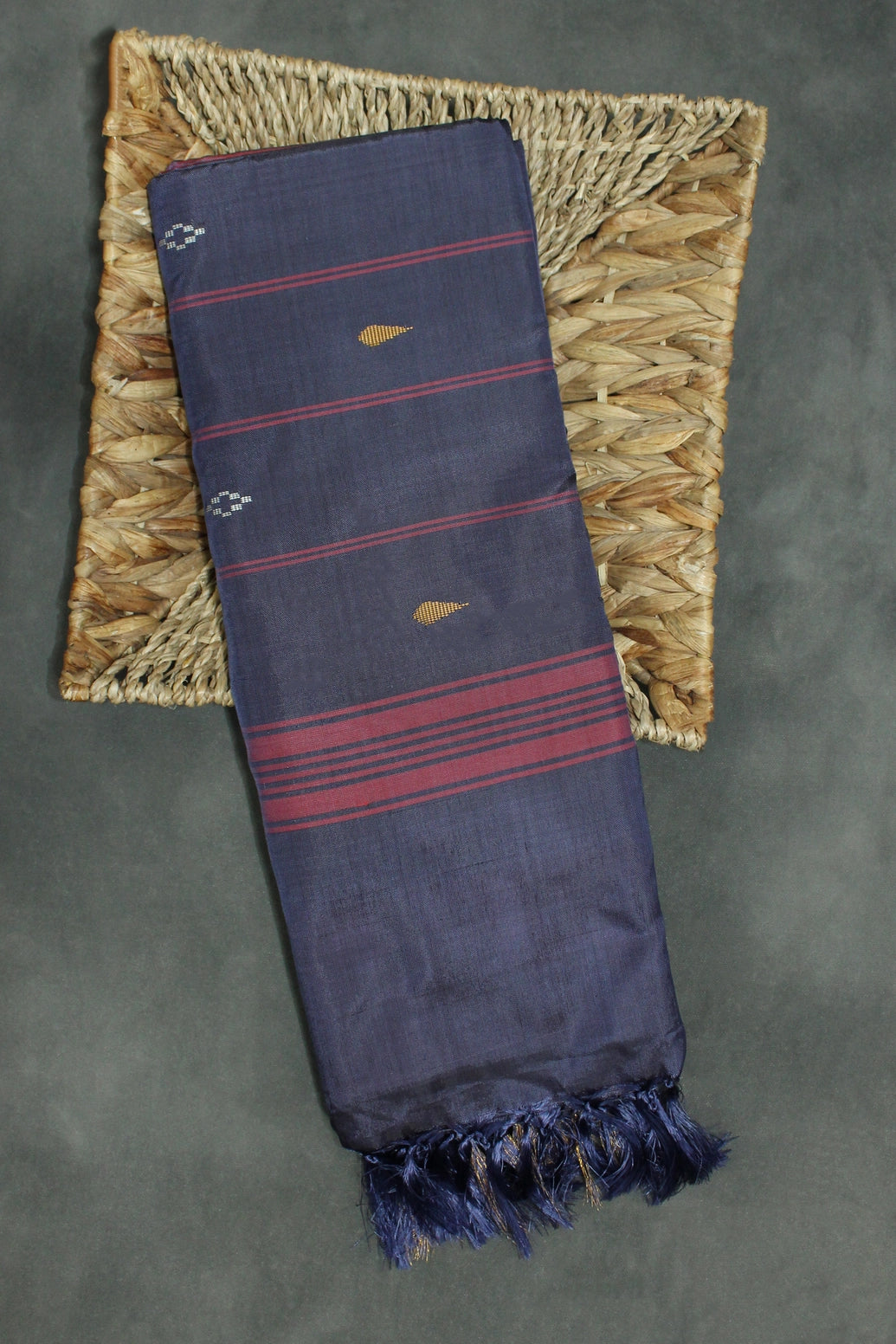 Pink Vaazhai Naar (Banana Pith) Saree with Gold Zari Border and Butta - Pink