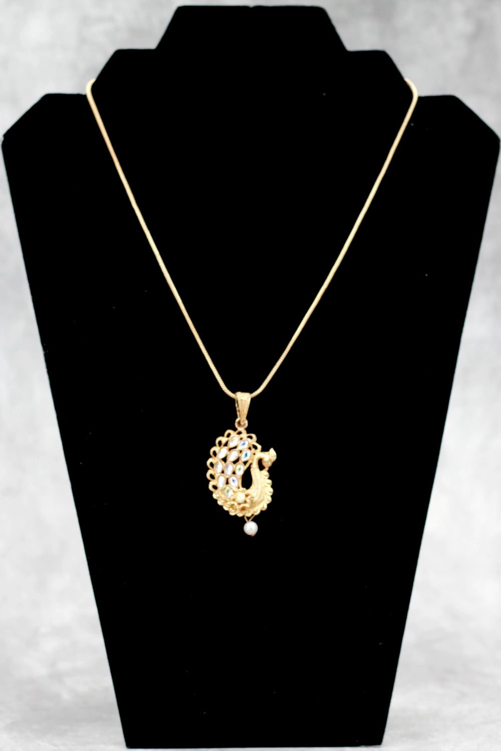 Antique Copper Peacock Pendant Necklace with Stone Detailing for Traditional Festive Wear - Copper