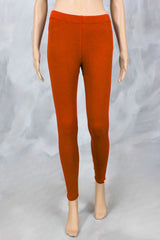 Rust Brown Ankle Length 4-Way Lycra Leggings for Women, Silicon Wash Finish - Rust Brown