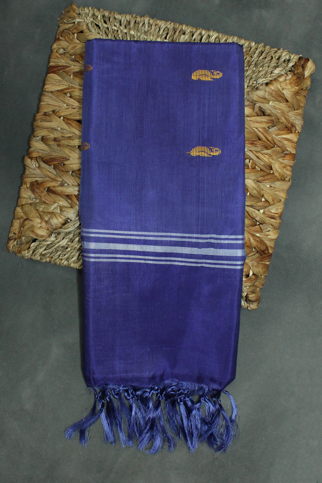 Purple Vaazhai Naar (Banana Pith) Borderless Saree with Small Buttas - Purple