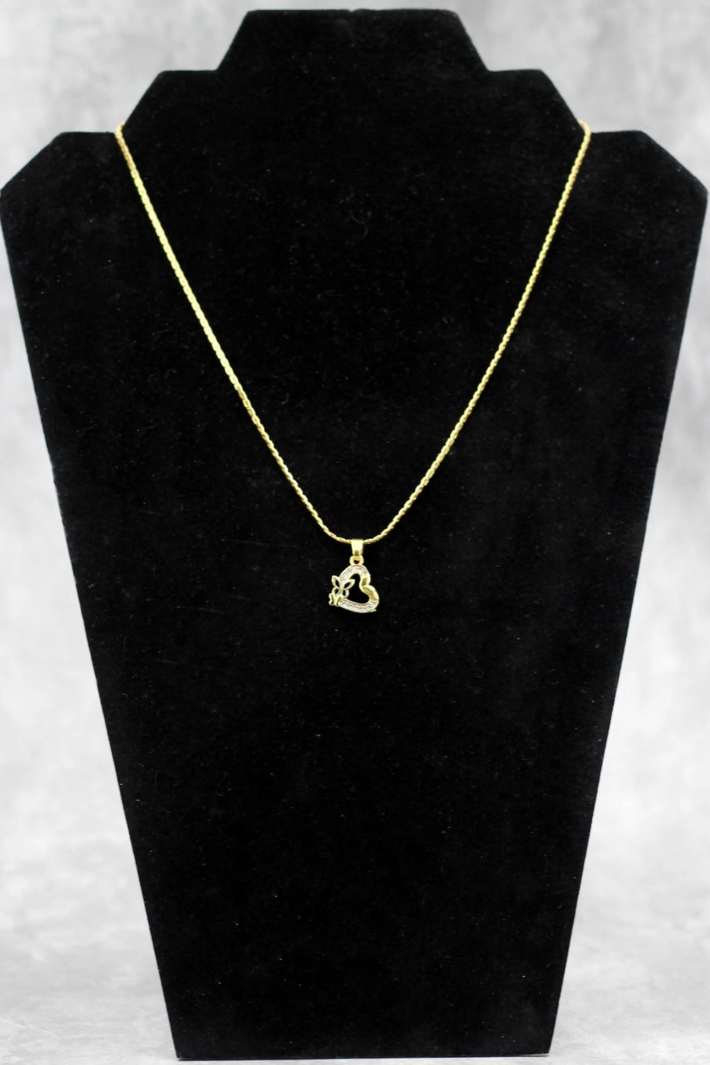 Gold-Tone Textured Chain Necklace with Heart Pendant for Women | Fashion Jewellery - Gold