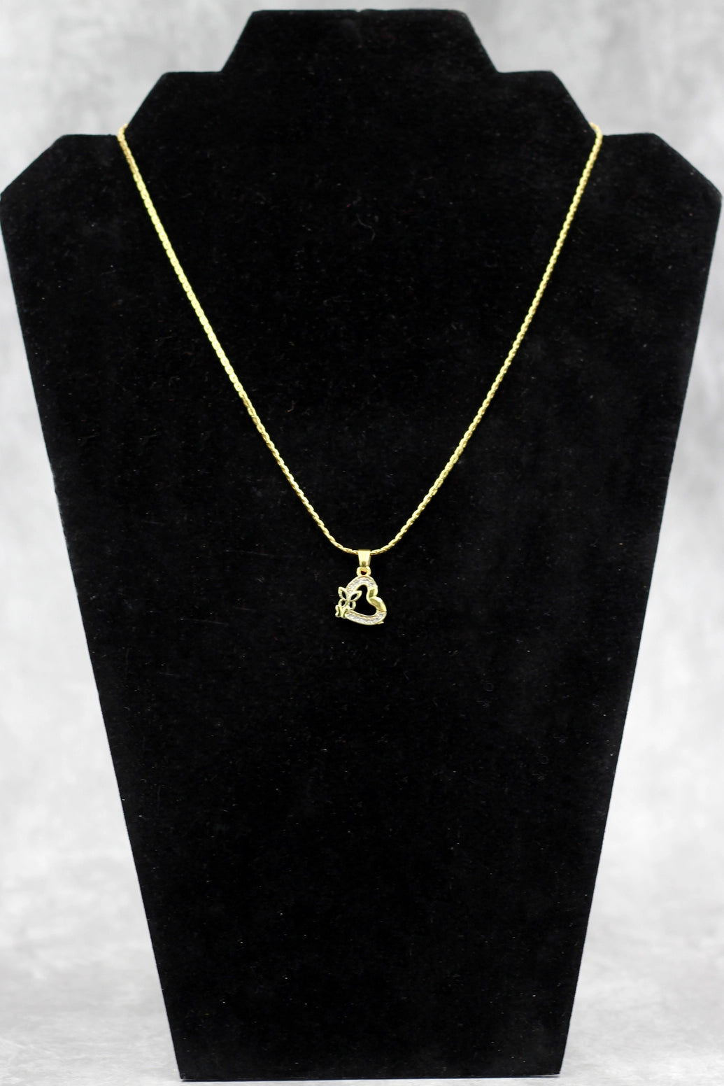 Gold-Tone Textured Chain Necklace with Heart Pendant for Women | Fashion Jewellery - Gold