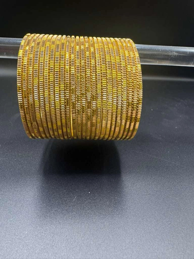 Gold-Tone Kids Metal Bangles Set of 24 for Girls, Smooth Stackable Bangle - Gold