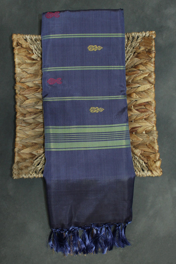 Light Green Vaazhai Naar Saree with Zari Design Border and Small Butta - Includes Blouse Piece - Light Green