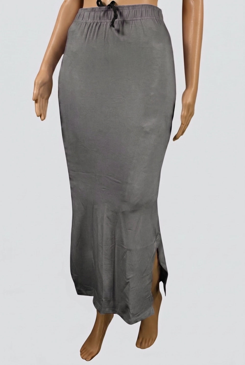 Grey Shapeware Petticoat with Side Cut for Saree & Ethnic Wear, Stretch Waist Fit - Grey