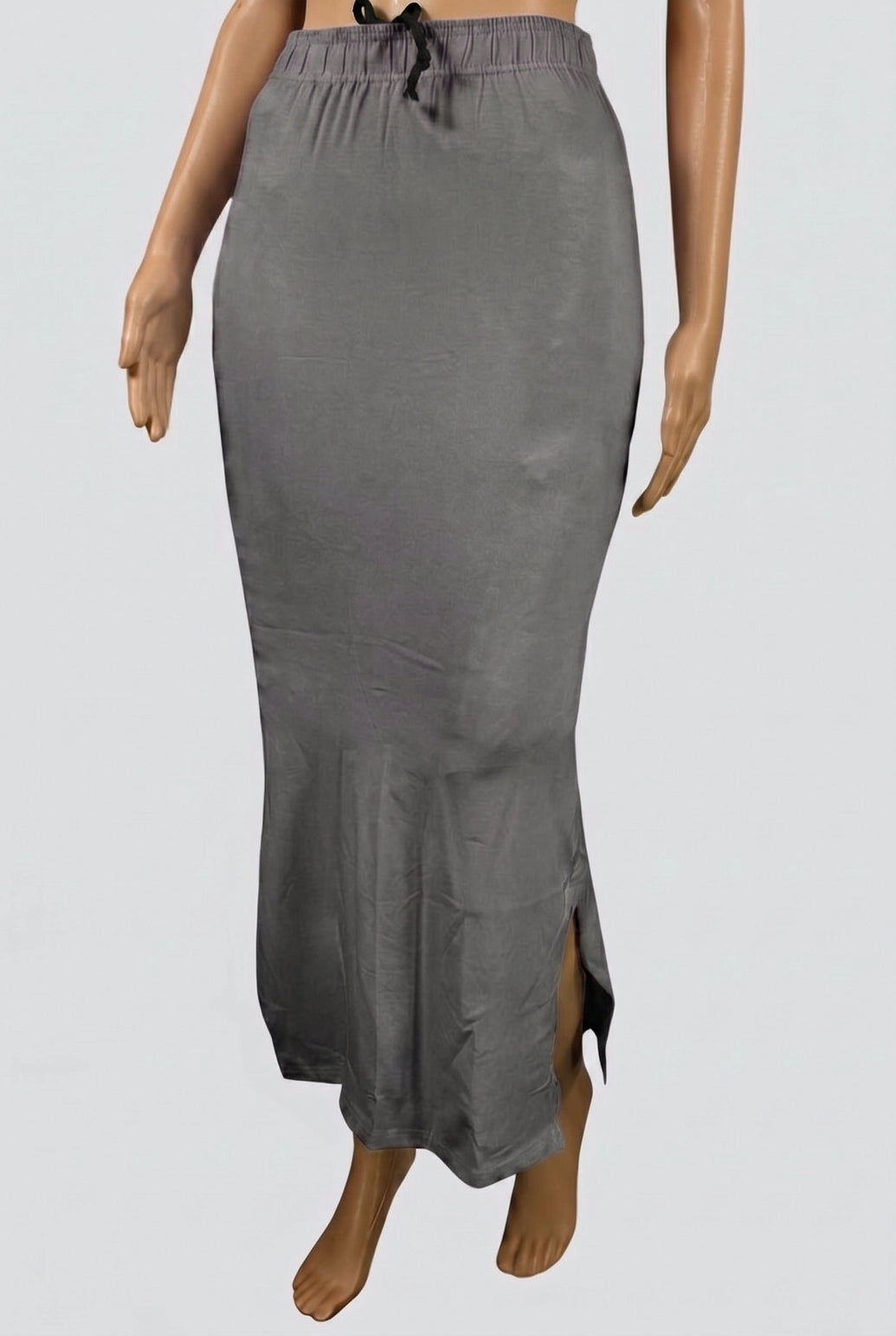 Grey Shapeware Petticoat with Side Cut for Saree & Ethnic Wear, Stretch Waist Fit - Grey