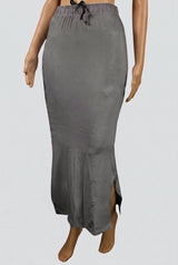 Grey Shapeware Petticoat with Side Cut for Saree & Ethnic Wear, Stretch Waist Fit - Grey